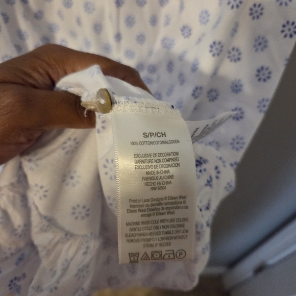 Eileen West Nightgown L White Purple Cotton Cottagecore Prairie Grandmacore - Picture 8 of 8